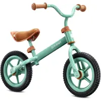 Sun baby Loopfiets voor Kinderen 2 Jaar Molto Strada, max. 30 kg, Loopfietsen met schuimrubberen banden, verstelbaar zadel en stuur, stalen frame - Sage Green met zwarte banden