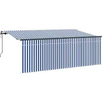 vidaXL Uitschuifbare luifel Blauw en Wit 350 x 200 cm