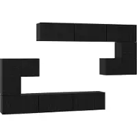 Syfax Tv-meubelset Wandgemonteerd 10 pcs Zwart Eiken Bewerkt hout