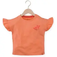 Z8 mini T-shirt Joy lichtoranje Meisjes Stretchkatoen Ronde hals Hartjes - maat 110