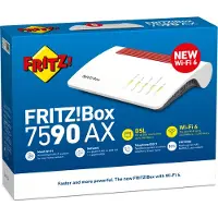 FRITZ! Postbus 7590 AX, Wi-Fi 6 (802.11ax), Dual-band (2,4 GHz / 5 GHz), Ethernet-aansluiting, ADSL2+, Wit, Rood, Router voor wandmontage / in een rack