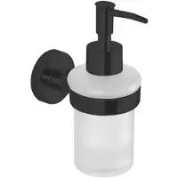 Aqualine Samba - Zeepdispenser met houder, matglas/matzwart SB219