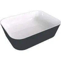 Polysan Banera - Opbouwwastafel, 50x35 cm, zonder overloop, zonder kraangat, mat antraciet/wit 14596.52