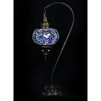 Halay Turkse tafellamp met 13 cm blauw mozaïekglas – Oosterse lamp voor een sfeervolle ambiance