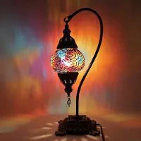 Halay Turkse Lamp - Mozaïek Tafellamp - Zwanenhals - Hoogte 43 cm - Authentiek en Kleurrijk
