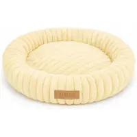 Dogeste Nesto M - Hondenmand 60 cm - Rond - Voor Kleine en Middelgrote Honden - Antistress Pluche - Antislip en Wasbaar - Lichtcrème
