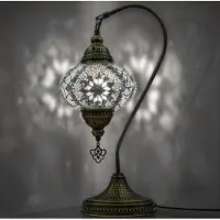 Halay Mozaïek Zwaanlamp - Handgemaakte nachtlamp - Turks-Oriëntaalse, Marokkaanse decoratieve verlichting, wit