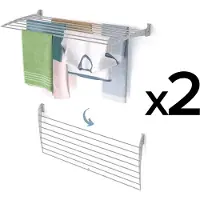Foxydry 2x Fold 116 cm DOWN - wasdroogrek wandmontage clicksysteem - neerwaartse sluiting - 116 x 50 x 10 cm