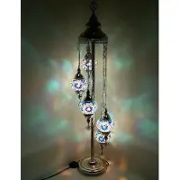 Halay Turkse mozaïek vloerlamp, handgemaakt, blauw, met 5 bollen – Oosterse lamp voor een gezellige sfeer