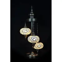 Halay Turkse vloerlamp met 3 lampen van wit glazen mozaïek - Handgemaakte, oosterse staande lamp