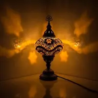 Halay Mozaïek tafellamp - Handgemaakte Turkse lamp - Marokkaanse decoratielamp - Diameter 19 cm, hoogte 34 cm - Inclusief E14 lamp
