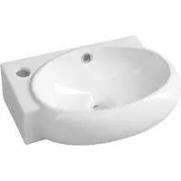 Sapho Small - Ribera fontein, 43x29 cm, met overloop, met kraangat links, wit AR498