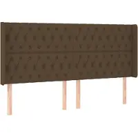 vidaXL Hoofdbord met randen 183x16x118/128 cm stof donkerbruin