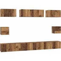 Syfax Tv-meubelset Wandgemonteerd 8 pcs Oud Hout Bewerkt hout