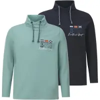Jan Vanderstorm Comfort Fit Sweatshirt donkerblauw/turquoise, Effen
