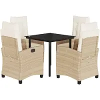 vidaXL 5-delige Tuinset met kussens poly rattan beige