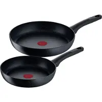 Tefal Pannenset Black stone Aluminium, Mineralia anti-aanbak, thermo-signaal, voor alle kookplaten, inductie (set, 2-delig)