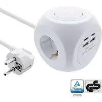 InLine stekkerdoos | 3 contacten | USB-A + USB-C | wit | 2 meter