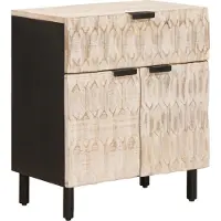 vidaXL Nachtkastje met lade Wit 50 x 33 x 60 cm Massief Mango Hout