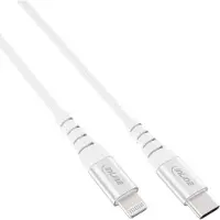 InLine USB-C Lightning-kabel, voor iPad,iPhone,zilver/alum. 2m MFi-gecertific.