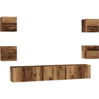 Syfax Tv-meubelset Wandgemonteerd 7 pcs Oud Hout Bewerkt hout