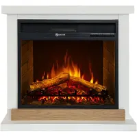DIVINA FIRE Stockholm elektrische haard, staande haard, wit hout, L75xD28xH70 cm