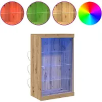 vidaXL LED Dressoir Artisan Eiken 60,5 x 37 x 100 cm Bewerkt hout