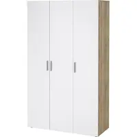 Ebuy24 Petra kledingkast met 3 deuren , eiken decor/wit hoogglans.
