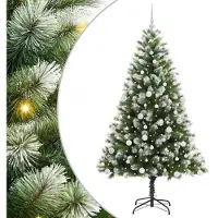 vidaXL Kunstmatige Scharnierende Kerstboom met Gevlokte Sneeuw Warmwit