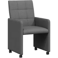 vidaXL Eetkamerstoelen met wielen 2 st Stof Donkergrijs