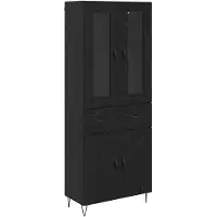 vidaXL Highboard Zwart Eiken 69,5 x 34 x 90 cm Bewerkt hout