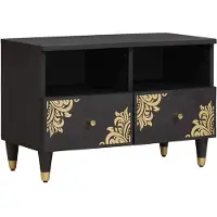 vidaXL TV Kast met lade Zwart 70 x 33 x 46 cm Massief Mango Hout