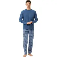 Mey Pyjama lang 'Silhouettes' donkerblauw / wit