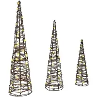 vidaXL Kerstboom 3 st Warmwit 20 x 20 x 80 cm Rattan 90 LED's
