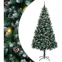 vidaXL Kunstkerstboom Groen 240 cm PVC en Staal en Kunststof