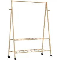 vidaXL Kledingrek met schappen en wielen 132x45,5x155,5 cm bamboe