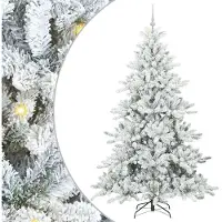 vidaXL Kunstmatige Hinged Kerstboom Wit 210 cm PVC en Staal