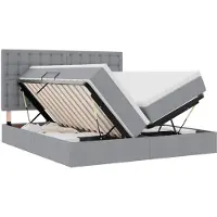 vidaXL Opbergbed met hoofdeinde Lichtgrijs 200 x 200 cm Stof