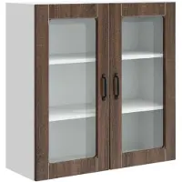 vidaXL Wandglas Kasten PORTO Bruin Eiken 80 x 31 x 80 cm Bewerkt hout