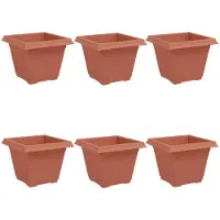 vidaXL Vierkante Bloempot 6 st Baksteenrood 38 x 38 x 30 cm Kunststof