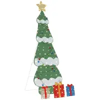 vidaXL Verlichte Kerstboom met 3 Geschenkdozen 2D Warm Wit 210 cm