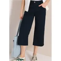 Cecil Dames 7/8 High Waist broek met uitlopende pijpen in Loose Fit - Blauw - 38