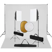 vidaXL Fotostudioset met softboxlampen, achtergrond en reflector