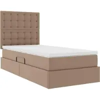 vidaXL Opbergbed met LED met opslag Cappuccino 90 x 190 cm Kunstleer