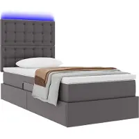 vidaXL Opbergbed met LED met matras Grijs 90 x 200 cm Kunstleer