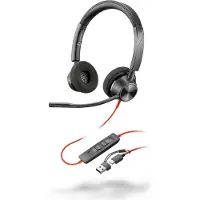 Poly Blackwire 3320, bekabelde hoofdtelefoon, geschikt voor kantoor/callcenter, kleur: zwart