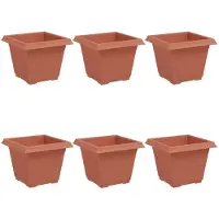 vidaXL Vierkante Bloempot 6 st Baksteenrood 33 x 33 x 26 cm Kunststof