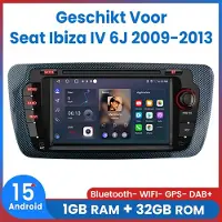 AWESAFE Autoradio - Geschikt Voor Seat Ibiza IV 6J 2009 t/m 2013 - Android 15.0 Systeem - Radio met navigatie - 7 inch HD touchscreen - Radio Scherm - 2009 2010 2011 2012 2013