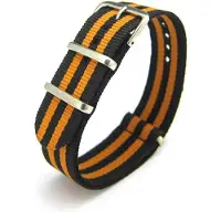 Kaiser Premium Black Orange - Nato strap 20mm - Stripe - Horlogeband Zwart Oranje