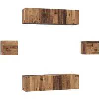 vidaXL Tv-meubelset 6 st Oud Hout Bewerkt hout